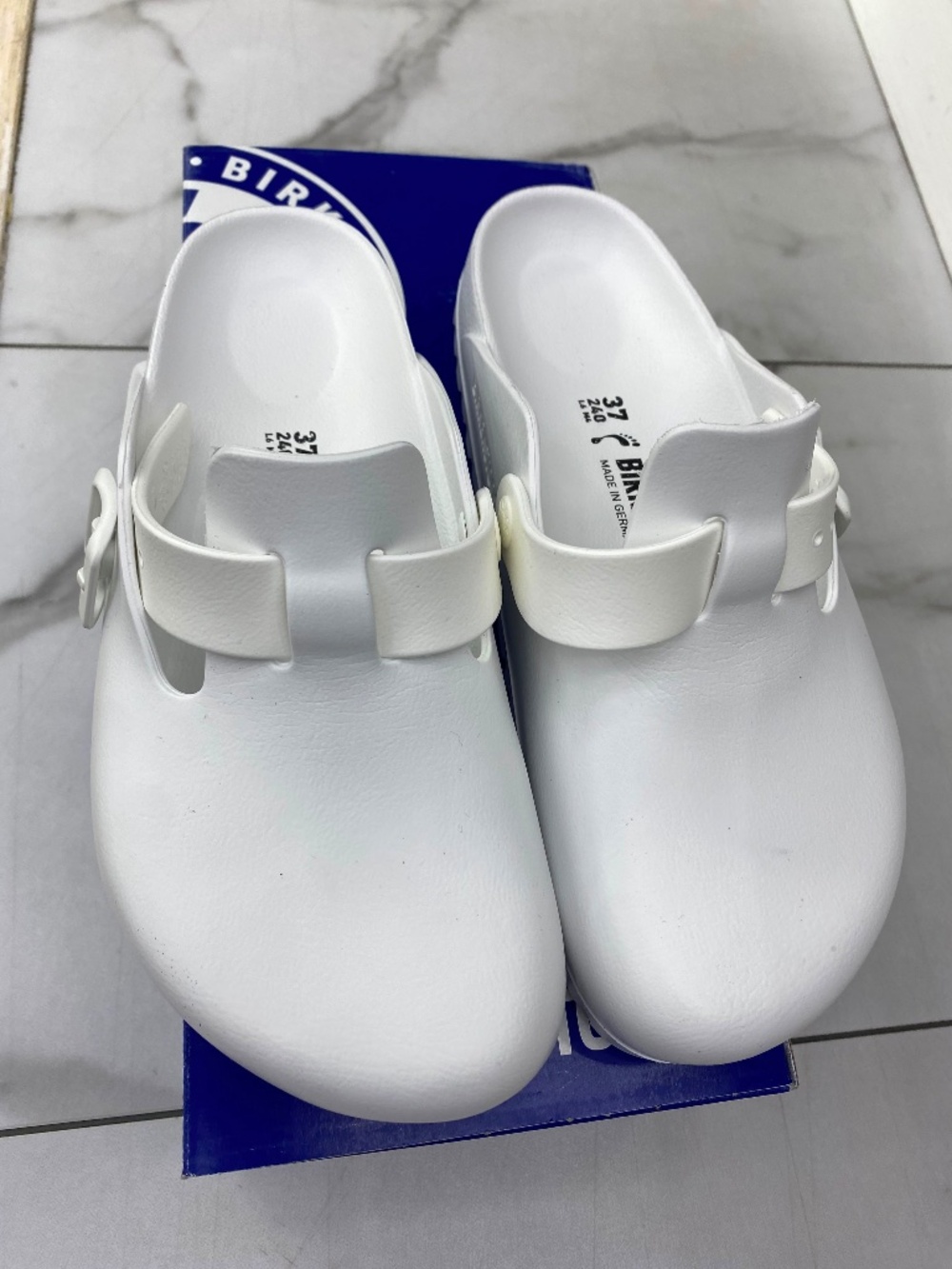 Birkenstock Boston EVA White Clogs Narrow Fit Lightweight Comfort Sandals  Descr